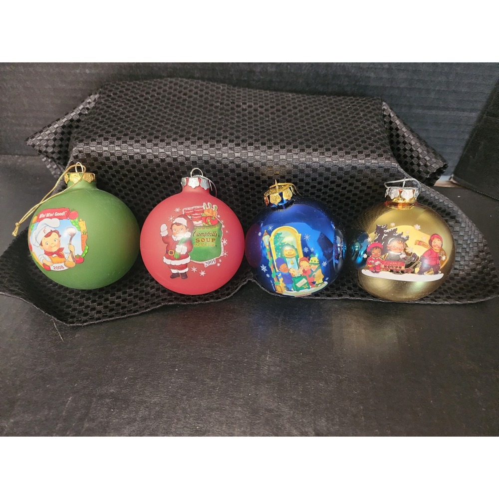Campbells Soup Kids Christmas Ornaments Set of 4 2008-2011 Holiday Ball Ornament